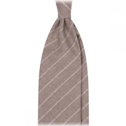 Viola Milano - Classic Shalk Stripe Untipped Flannel Tie - Beige - Made in Italy - Luxury Exclusive Collection - Avvenice