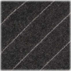 Viola Milano - Classic Shalk Stripe Untipped Flannel Tie - Dark Grey - Made in Italy - Luxury Exclusive Collection - Avvenice