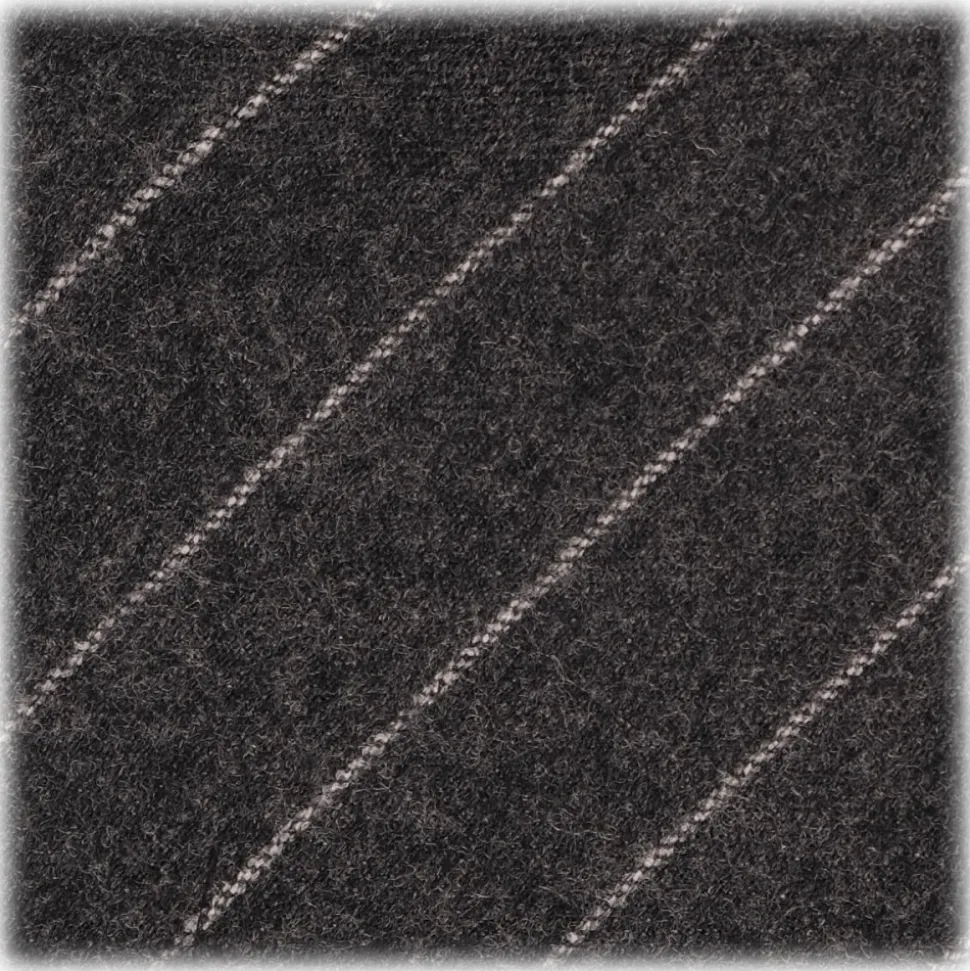 Viola Milano - Classic Shalk Stripe Untipped Flannel Tie - Dark Grey - Made in Italy - Luxury Exclusive Collection - Avvenice