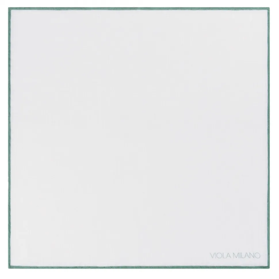 Viola Milano - Classic Shoestring 100% Linen Pocket Square - Menthol - Handmade in Italy - Luxury Exclusive Collection - Avvenice