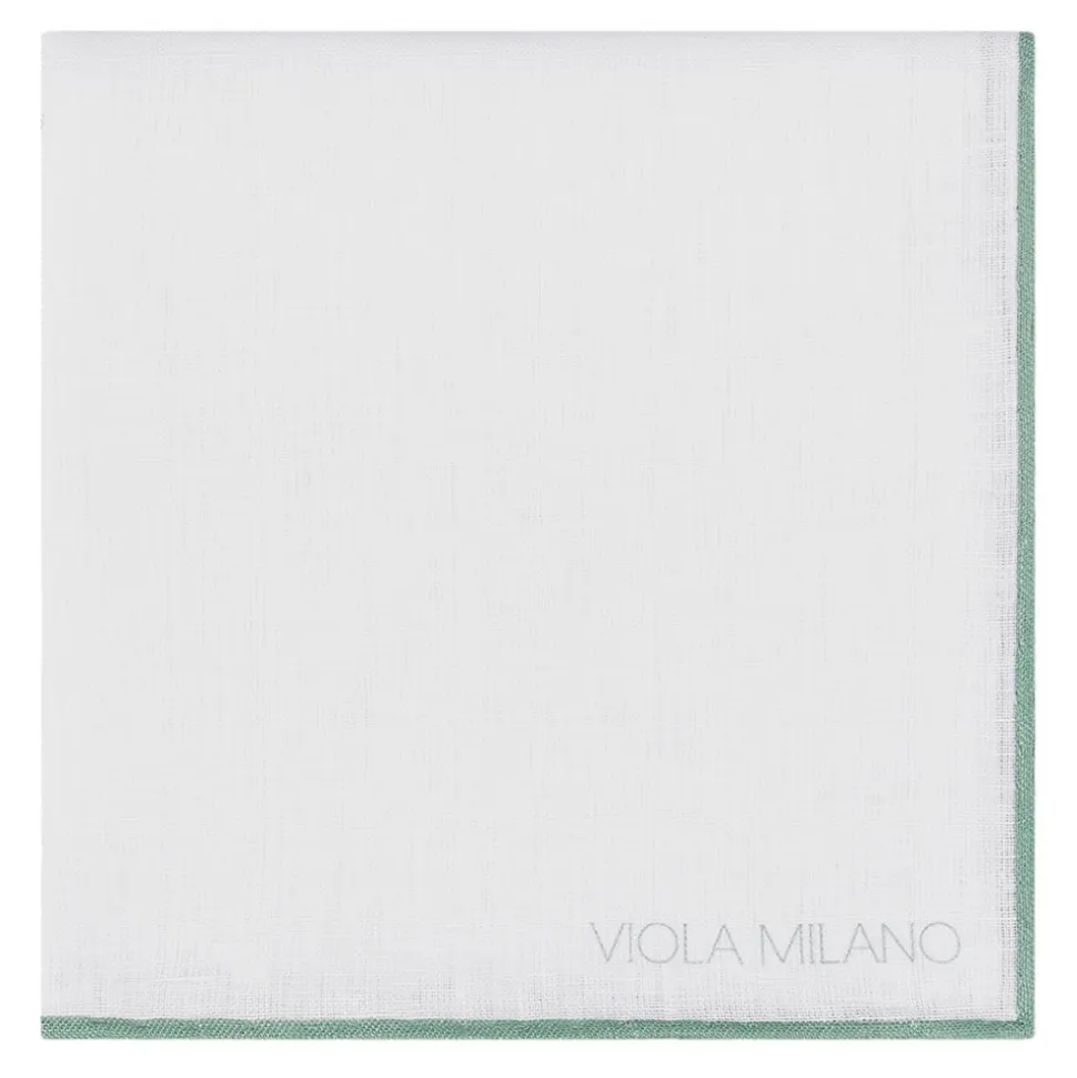 Viola Milano - Classic Shoestring 100% Linen Pocket Square - Menthol - Handmade in Italy - Luxury Exclusive Collection - Avvenice