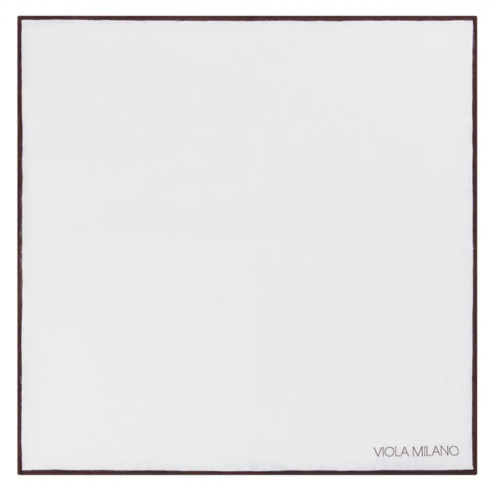 Viola Milano - Classic Shoestring 100% Linen Pocket Square - Brown - Handmade in Italy - Luxury Exclusive Collection - Avvenice