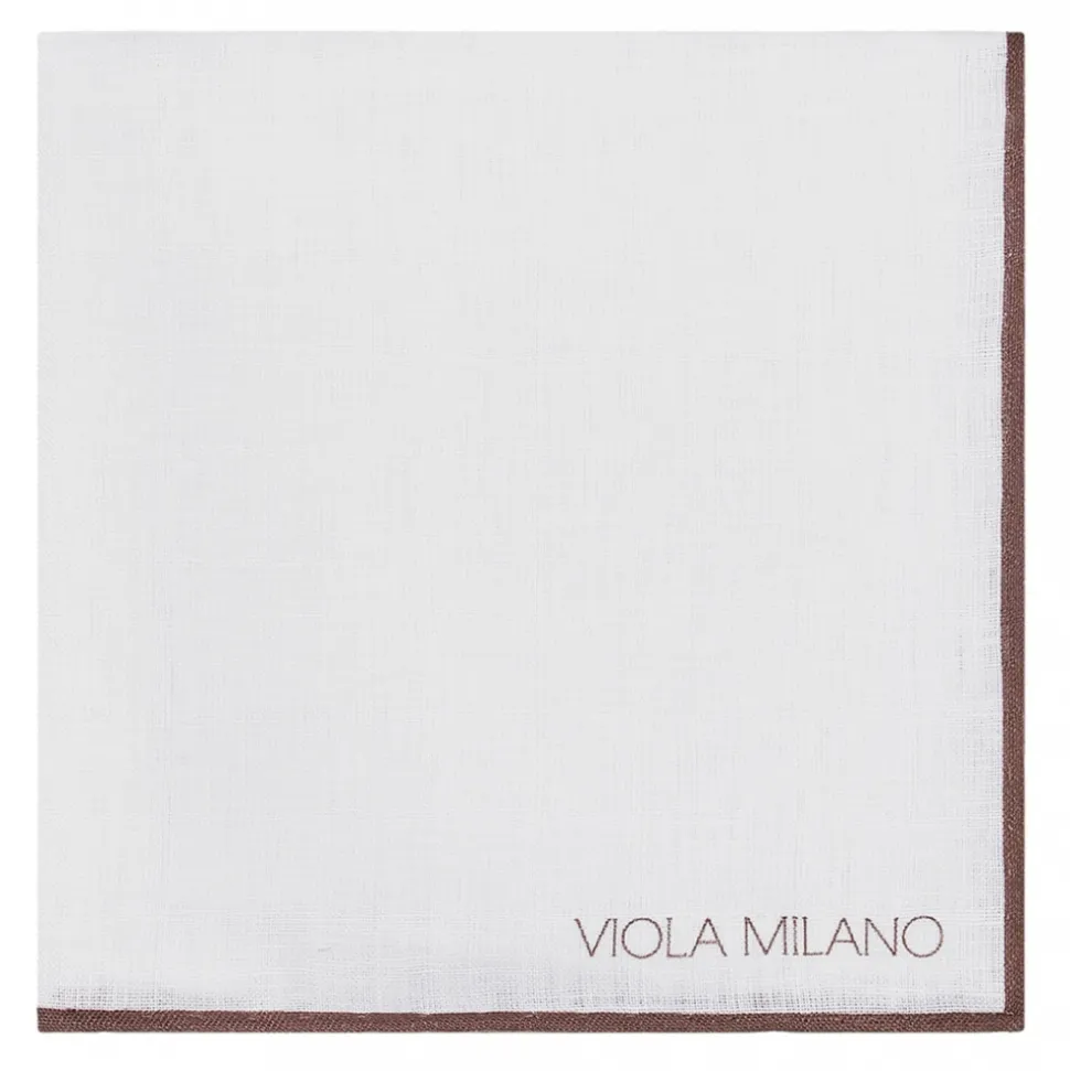 Viola Milano - Classic Shoestring 100% Linen Pocket Square - Brown - Handmade in Italy - Luxury Exclusive Collection - Avvenice