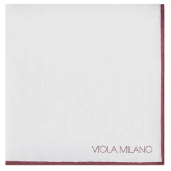 Viola Milano - Classic Shoestring 100% Linen Pocket Square - Burgundy - Handmade in Italy - Luxury Exclusive Collection - Avvenice