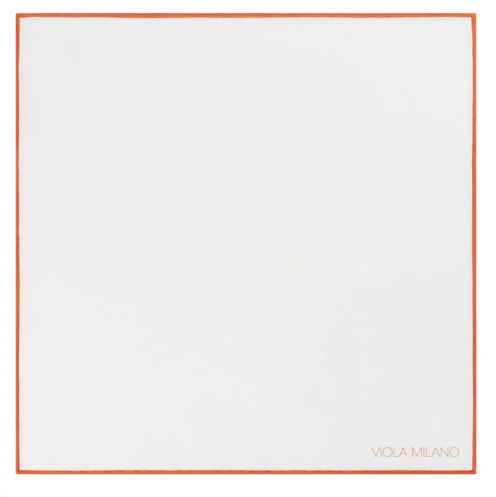 Viola Milano - Classic Shoestring 100% Cotton Pocket Square - Orange - Handmade in Italy - Luxury Exclusive Collection - Avvenice
