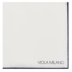 Viola Milano - Classic Shoestring Silk Pocket Square - Navy - Handmade in Italy - Luxury Exclusive Collection - Avvenice