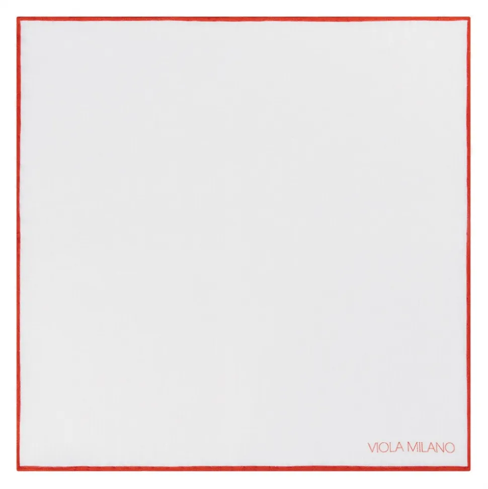 Viola Milano - Classic Shoestring 100% Linen Pocket Square - Orange - Handmade in Italy - Luxury Exclusive Collection - Avvenice