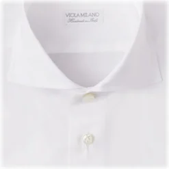 Viola Milano - Classic Solid Color Shirt - White - Handmade in Italy - Luxury Exclusive Collection - Avvenice