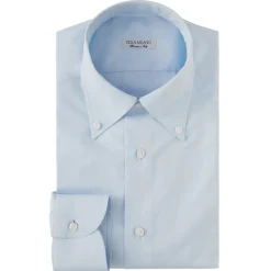 Viola Milano - Classic Solid Button-Down Collar Dress Shirt - Classic Blue - Handmade in Italy - Luxury Exclusive Collection - Avvenice
