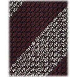 Viola Milano - Classic Stripe 3-Fold Grenadine Tie - Burgundy/White - Handmade in Italy - Luxury Exclusive Collection - Avvenice