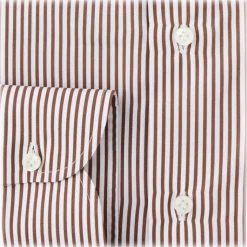 Viola Milano - Classic Stripe Cut-Away Collar Dress Shirt - Brown/White - Handmade in Italy - Luxury Exclusive Collection - Avvenice