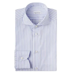 Viola Milano - Classic Stripe Shirt - Blue and White - Handmade in Italy - Luxury Exclusive Collection - Avvenice