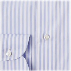 Viola Milano - Classic Stripe Cut-Away Collar Dress Shirt - Blue/White - Handmade in Italy - Luxury Exclusive Collection - Avvenice