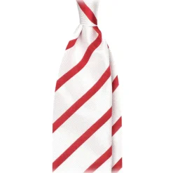 Viola Milano - Classic Stripe Selftipped Silk Jacquard Tie - Red / Navy - Made in Italy - Luxury Exclusive Collection - Avvenice