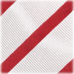 Viola Milano - Classic Stripe Selftipped Silk Jacquard Tie - Red / Navy - Made in Italy - Luxury Exclusive Collection - Avvenice