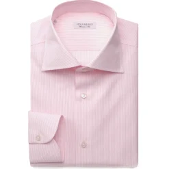 Viola Milano - Classic Stripe Cut-Away Collar Dress Shirt - Pink/White - Handmade in Italy - Luxury Exclusive Collection - Avvenice
