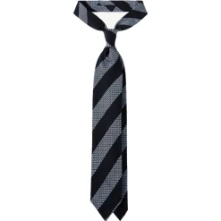 Viola Milano - Classic Stripe 3-Fold Grenadine Tie - Navy/Sea - Handmade in Italy - Luxury Exclusive Collection - Avvenice