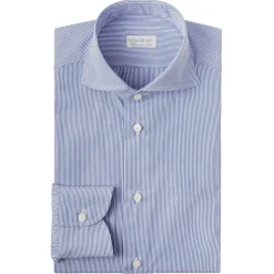 Viola Milano - Classic Stripe Cut-Away Collar Dress Shirt - Navy/White - Handmade in Italy - Luxury Exclusive Collection - Avvenice