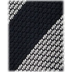 Viola Milano - Classic Stripe 3-Fold Grenadine Tie - Navy/White - Handmade in Italy - Luxury Exclusive Collection - Avvenice