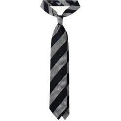 Viola Milano - Classic Stripe 3-Fold Grenadine Tie - Navy/White - Handmade in Italy - Luxury Exclusive Collection - Avvenice