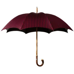 Viola Milano - Classic Stripe Chestnut Umbrella - Navy/Red - Handmade in Italy - Luxury Exclusive Collection - Avvenice