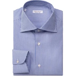 Viola Milano - Classic Stripe Cut-Away Collar Dress Shirt - Light Blue/White - Handmade in Italy - Luxury Exclusive Collection - Avvenice