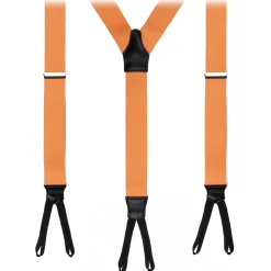 Viola Milano - Classic Width Braces L Braid Ends - Solid Orange - Handmade in Italy - Luxury Exclusive Collection - Avvenice