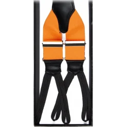 Viola Milano - Classic Width Braces L Braid Ends - Solid Orange - Handmade in Italy - Luxury Exclusive Collection - Avvenice