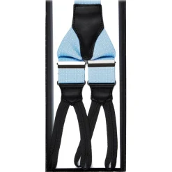 Viola Milano - Classic Width Braces L Braid Ends - Polka Dot Light Blue - Handmade in Italy - Luxury Exclusive Collection - Avvenice