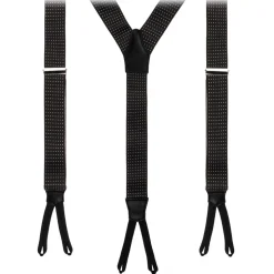 Viola Milano - Classic Width Braces L Braid Ends - Polka Dot Black - Handmade in Italy - Luxury Exclusive Collection - Avvenice
