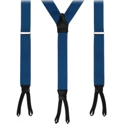 Viola Milano - Classic Width Braces L Braid Ends - Solid Blue - Handmade in Italy - Luxury Exclusive Collection - Avvenice