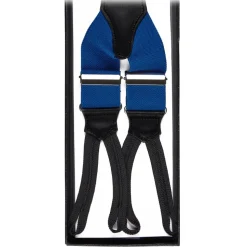 Viola Milano - Classic Width Braces L Braid Ends - Solid Blue - Handmade in Italy - Luxury Exclusive Collection - Avvenice