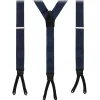 Viola Milano - Classic Width Braces L Braid Ends - Polka Dot Navy - Handmade in Italy - Luxury Exclusive Collection - Avvenice