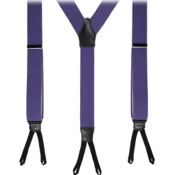 Viola Milano - Classic Width Braces L Braid Ends - Solid Purple - Handmade in Italy - Luxury Exclusive Collection - Avvenice