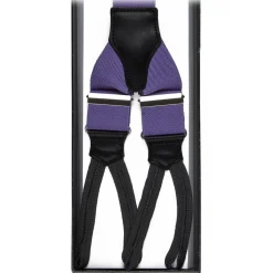 Viola Milano - Classic Width Braces L Braid Ends - Solid Purple - Handmade in Italy - Luxury Exclusive Collection - Avvenice