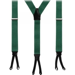 Viola Milano - Classic Width Braces L Braid Ends - Polka Dot Green - Handmade in Italy - Luxury Exclusive Collection - Avvenice
