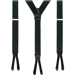 Viola Milano - Classic Width Braces L Braid Ends - Solid Forest - Handmade in Italy - Luxury Exclusive Collection - Avvenice