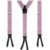 Viola Milano - Classic Width Braces L Braid Ends - Solid Pink - Handmade in Italy - Luxury Exclusive Collection - Avvenice