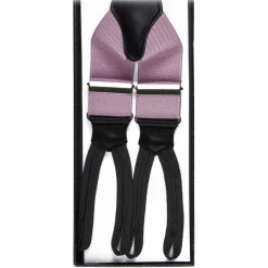 Viola Milano - Classic Width Braces L Braid Ends - Solid Pink - Handmade in Italy - Luxury Exclusive Collection - Avvenice