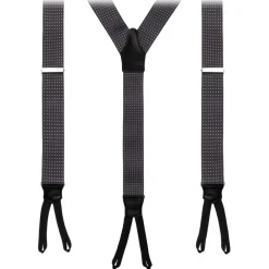 Viola Milano - Classic Width Braces L Braid Ends - Polka Dot Grey - Handmade in Italy - Luxury Exclusive Collection - Avvenice