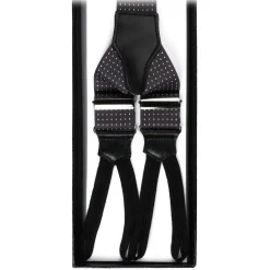 Viola Milano - Classic Width Braces L Braid Ends - Polka Dot Grey - Handmade in Italy - Luxury Exclusive Collection - Avvenice