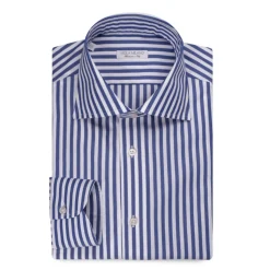 Viola Milano - Como Stripe Shirt - Light Blue and White - Handmade in Italy - Luxury Exclusive Collection - Avvenice
