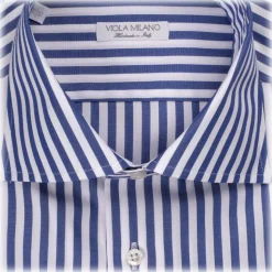Viola Milano - Como Stripe Shirt - Light Blue and White - Handmade in Italy - Luxury Exclusive Collection - Avvenice