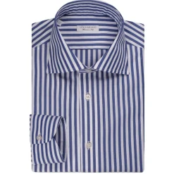 Viola Milano - Como Stripe Cut-Away Collar Dress Shirt - Light Blue/White - Handmade in Italy - Luxury Exclusive Collection - Avvenice