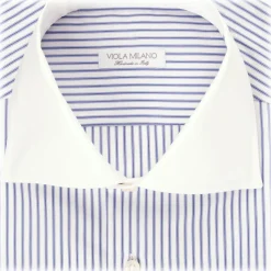 Viola Milano - Contrast Collar Cut-Away Collar Shirt - Multi Stripe - Handmade in Italy - Luxury Exclusive Collection - Avvenice