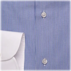 Viola Milano - Contrast Collar Shirt - Navy and White - Handmade in Italy - Luxury Exclusive Collection - Avvenice