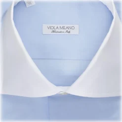 Viola Milano - Contrast Collar Cut-Away Collar Shirt - Blue/White - Handmade in Italy - Luxury Exclusive Collection - Avvenice