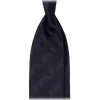 Viola Milano - Contrast Stripe 3-fold Grenadine Tie - Navy - Handmade in Italy - Luxury Exclusive Collection - Avvenice