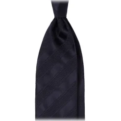 Viola Milano - Contrast Stripe 3-fold Grenadine Tie - Navy - Handmade in Italy - Luxury Exclusive Collection - Avvenice
