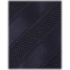 Viola Milano - Contrast Stripe 3-fold Grenadine Tie - Navy - Handmade in Italy - Luxury Exclusive Collection - Avvenice